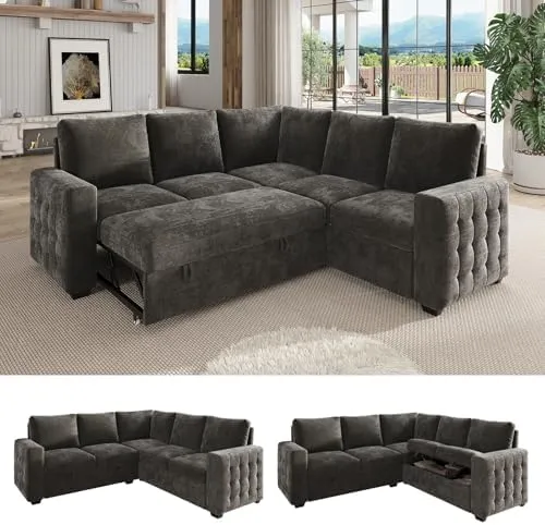 Mangodan Pull-Out Sleeper 5-Seat L (86") — Dark Grey